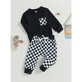 Toddler Baby Boy Clothes Checkerboard Long Sleeve Sweatshirt Pants