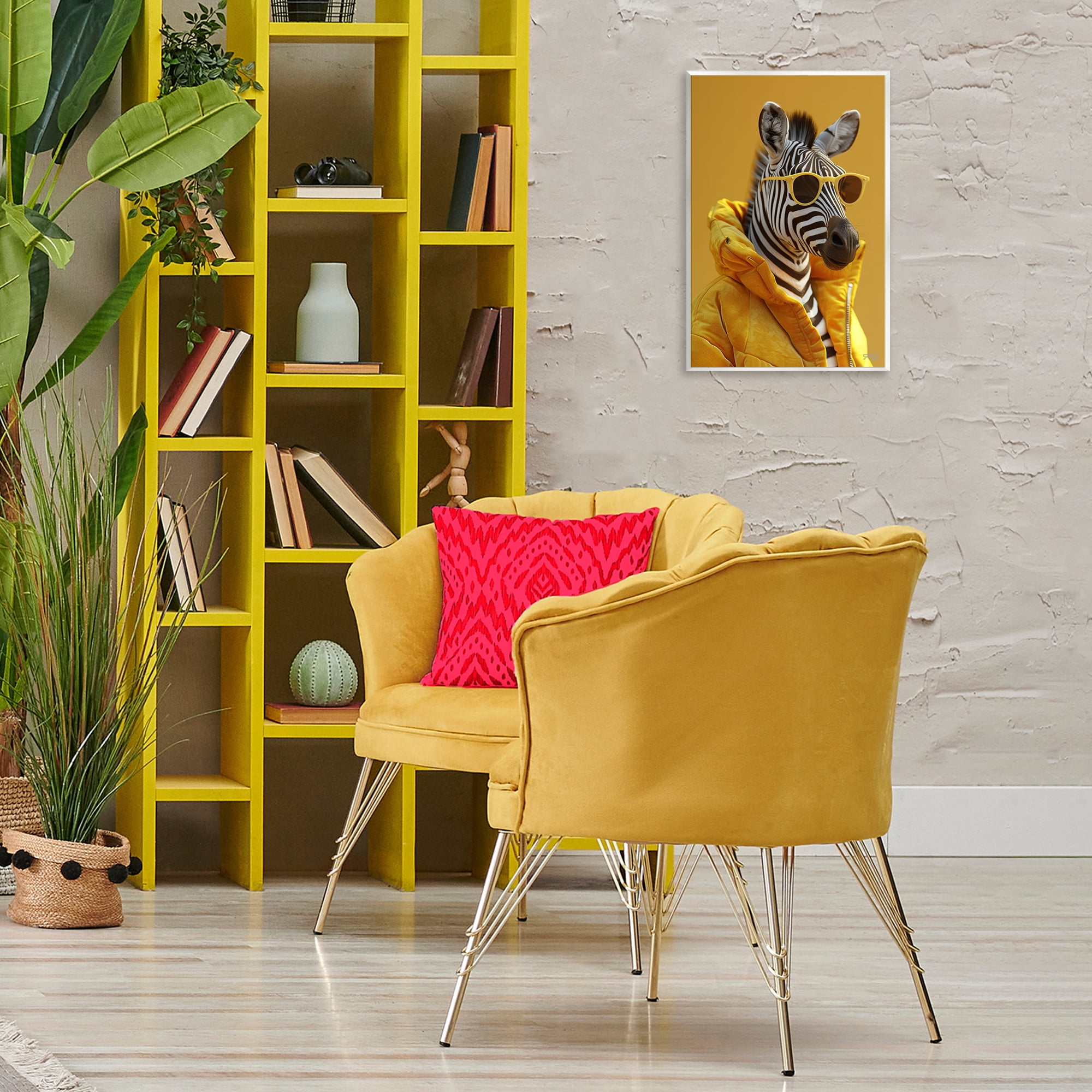 Stupell Industries Bold Zebra in Yellow Animals & Insects Painting Unframed Art Print Wall Art, 13 x 19