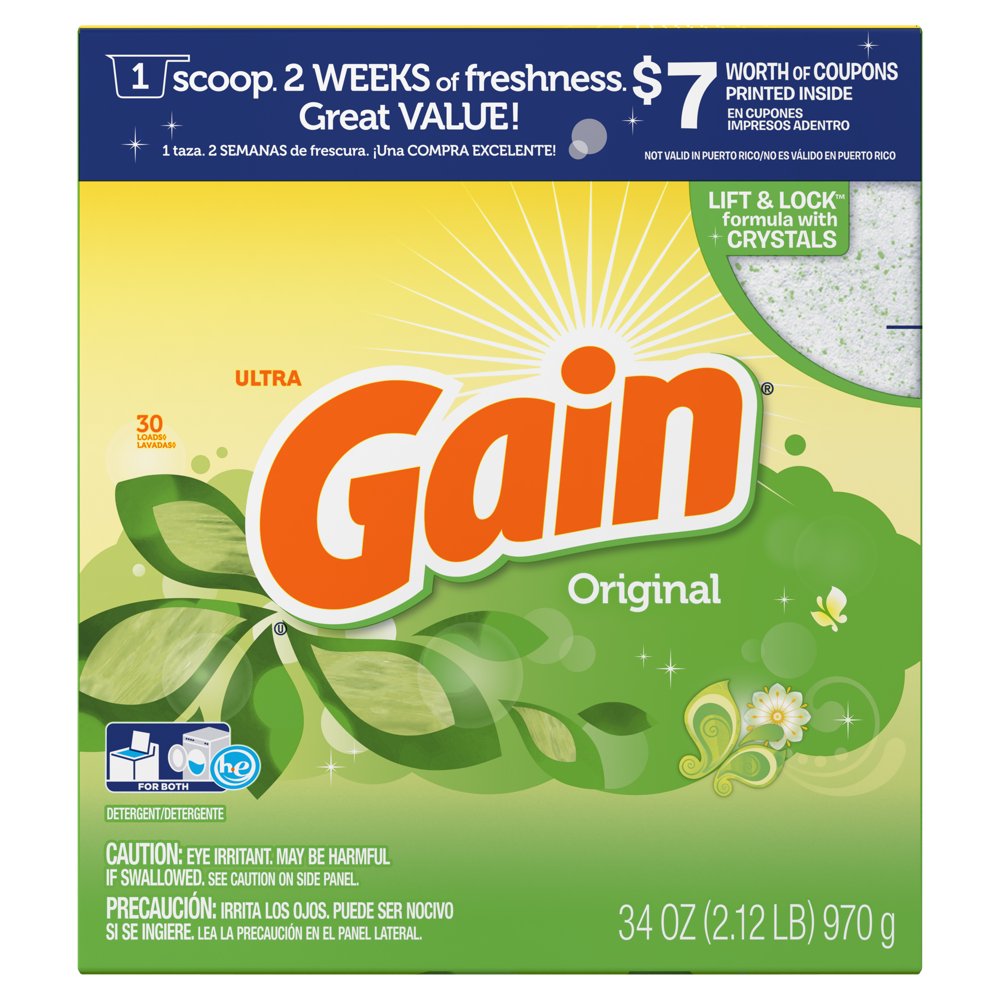 Gain Laundry Detergent Powder, Original, 30 Loads 34 oz