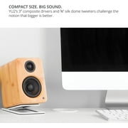 Kanto YU2 100W PC Gaming Desktop Speakers - Matte White (Pair) with Kanto S2W Angled Desktop Speaker Stands - White (Pair) (2022)