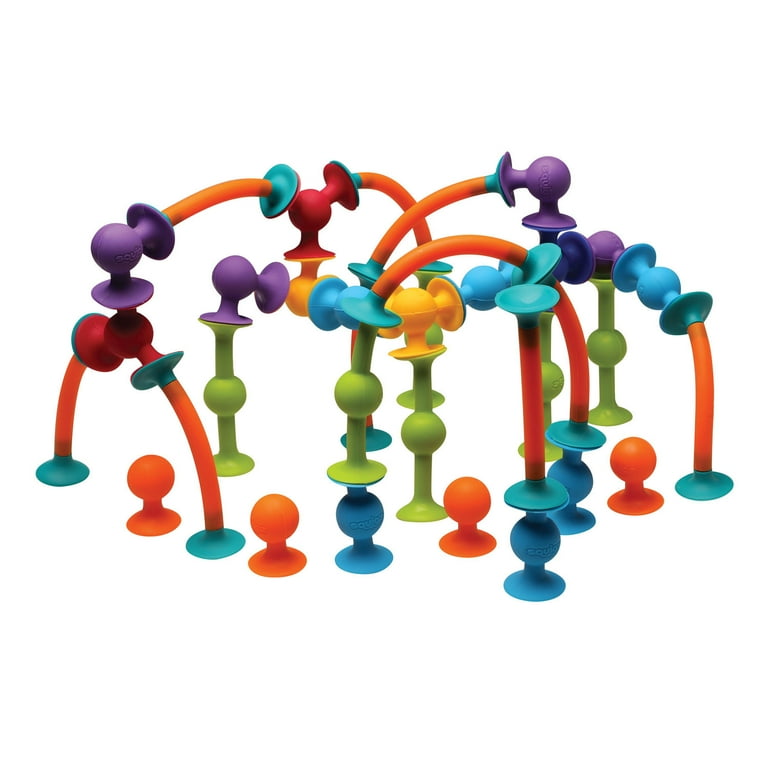 Free Shipping Fat Brain Toys Squigz 75 Piece Set Suction Cup Toy Set with Storage Bag BPA Free Silicone Sensory Wall Toys Stem Building Toys Kids Travel Toys Walmart