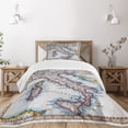 thumbnail image 3 of Ambesonne Wanderlust Quilted Bedspread Set 2 Pcs, Vintage Italy Map Art, Twin Size, Multicolor, 3 of 6