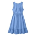 thumbnail image 5 of ClodeEU Women's Sleeveless V Neck Ruffle Hem Midi Dress,Casual Drawstring Waist Flowy Sundress Blue,Women's Plus XXL, 5 of 8