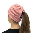 thumbnail image 2 of HAWEE Womens Ponytail Beanie Hat with Button for Mask, Criss Cross Winter High Messy Bun Beanie Hat with Ponytail Hole, 2 of 3