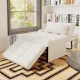 thumbnail image 3 of Ainfox Ottoman Chair Lounger Bed, 4 in 1 Convertible Single Sofa Couch Futon Bed, 71''L x 34''W(Cream Sherpa), 3 of 10