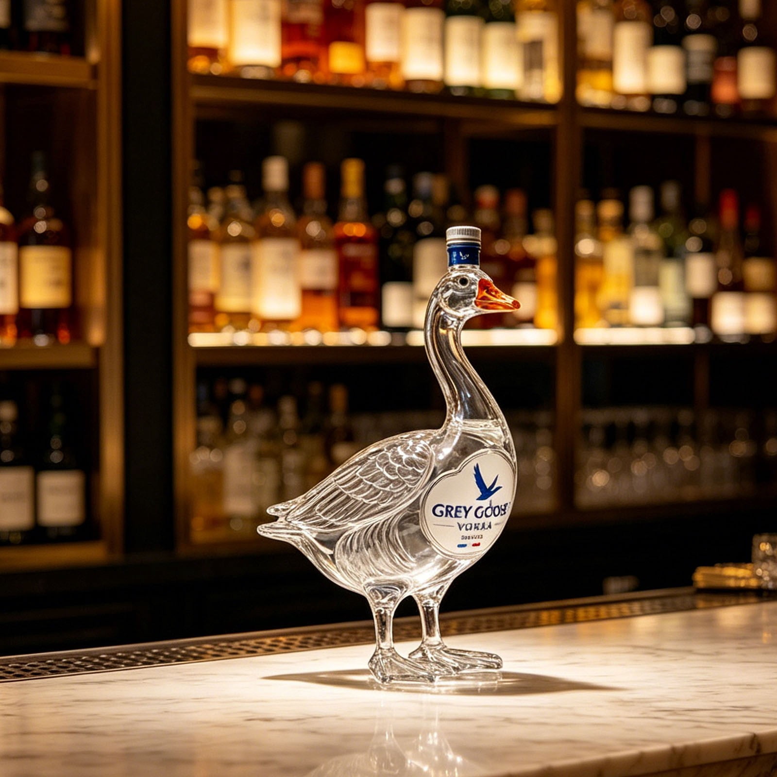2 Pack 350ml Grey Goose Shaped Glass Decanter, Vodka Elegant Animal Design Liquor Bottle with Stopper for Home Bar