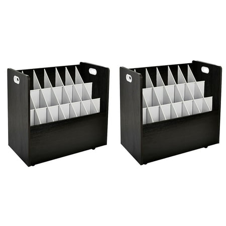 UPC: 0810071538315 | AdirOffice 21-Slot Roll File Cabinet Mobile Black 30  2/Pack (625-BLK-2PK)
