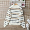 thumbnail image 4 of NAISIBABY Boys Cardigan Sweater, Long Sleeve Turtleneck Full Zipper Fashion Striped Knit Outwear White 5T, 4 of 9