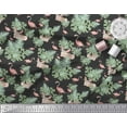 thumbnail image 2 of Soimoi Black Cotton Duck Fabric Bunny Rabbit & Flamingo Bird Printed Fabric 1 Yard 44 Inch Wide, 2 of 3