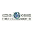 thumbnail image 2 of Clara Pucci 14K White Gold Round Cut 0.5Ct Synthetic Blue Moissanite Engagement Ring + Matching Band - Luxury Box Included, 2 of 7