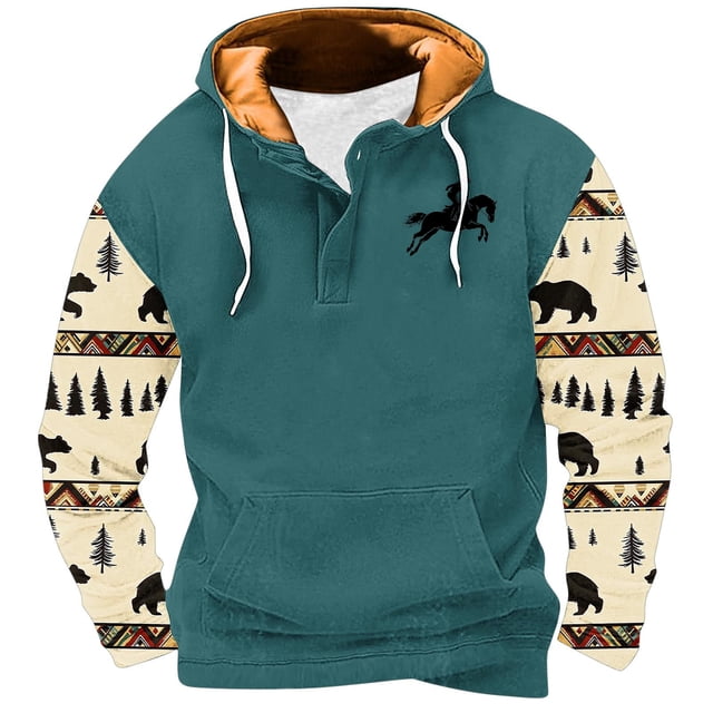Sudaderas con capucha para hombre, moda, bolsillos, manga larga, estampado, sudaderas con capucha, blusa para hombre, blusa de poliéster