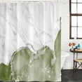 thumbnail image 2 of Green Marble Crack Shower Curtain, Waterproof Shower Curtains for Bathroom, Modern Abstract Geometric Texture Washable Fabric Bathtub Curtain Set Bath Decor with 12 Hooks 48"x72", 2 of 8