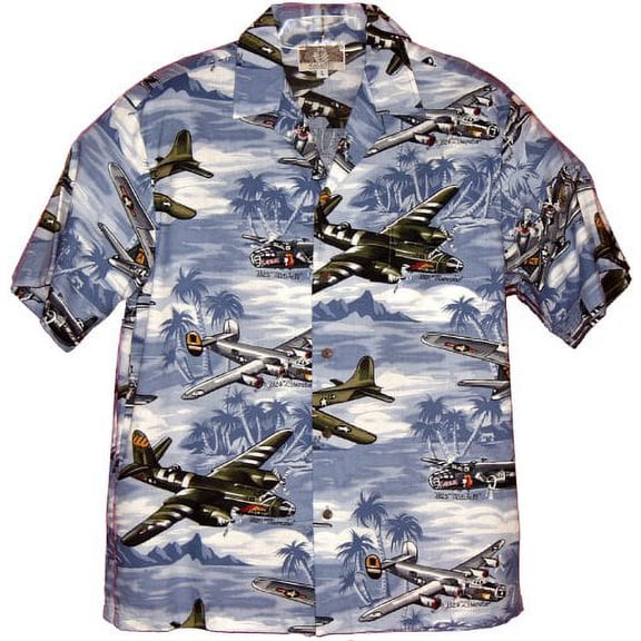 RJC Mens Fighter Bomber Airplanes II Shirt Blue L