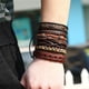 thumbnail image 2 of Pulsera Pulsera de cuero trenzada Joyería - Capas Pulsera vintage tejida a mano, 2 of 6