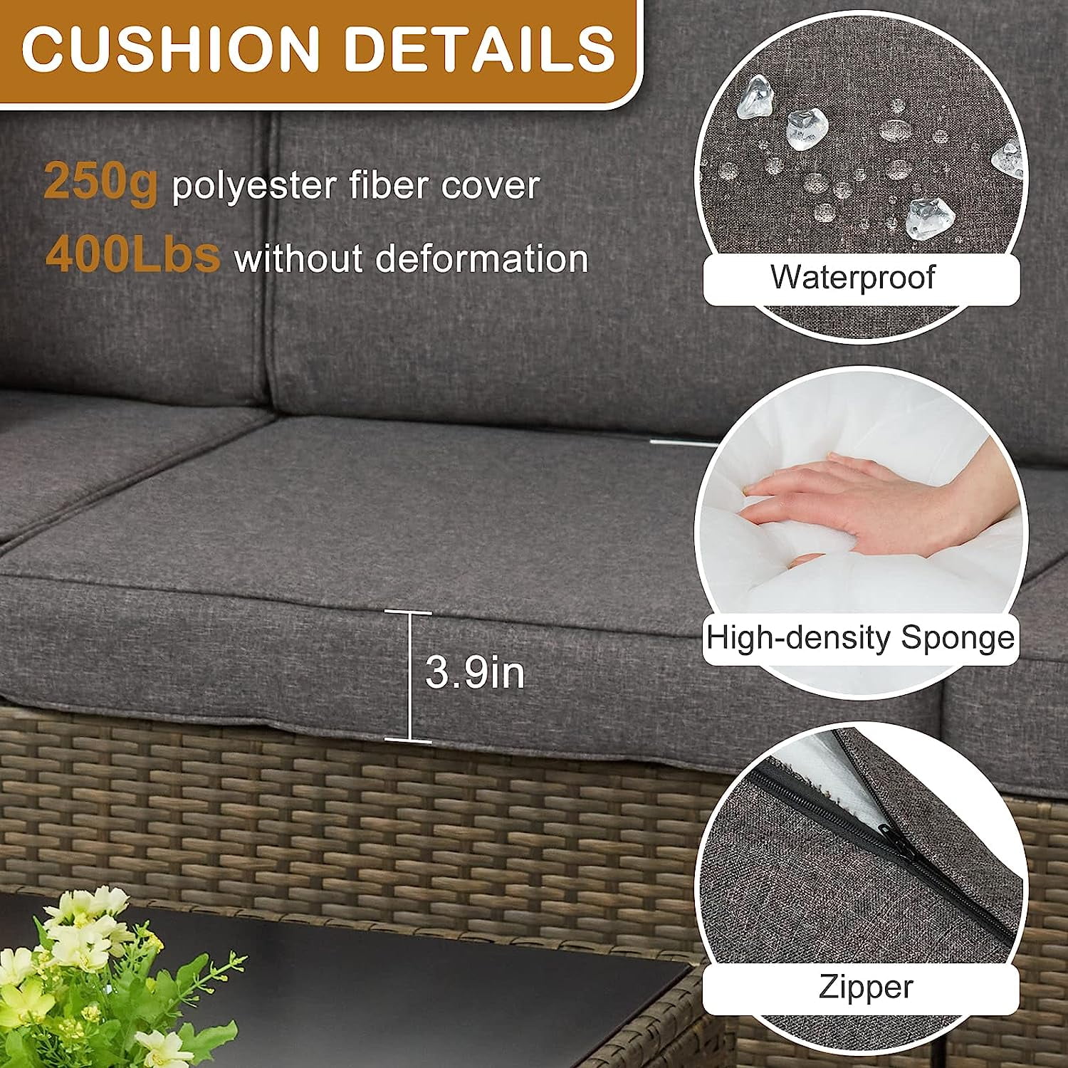 Kinbor 7pcs outdoor patio furniture sectional pe rattan wicker rattan sofa set sale