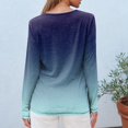 thumbnail image 4 of WTOBBY Women's Gradient Print Hem Slit Casual Long Sleeve Round Neck Top Fashionable Design Comfort Fit Ombre Style Lightweight Material Daily Outfit Essential for US Market,Turquoise L, 4 of 5