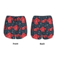 thumbnail image 6 of Uemuo Rose Flowers Pattern Women's Athletic Shorts High Waisted Running Shorts with Liner Pockets Gym Elastic Workout Shorts-, 6 of 9