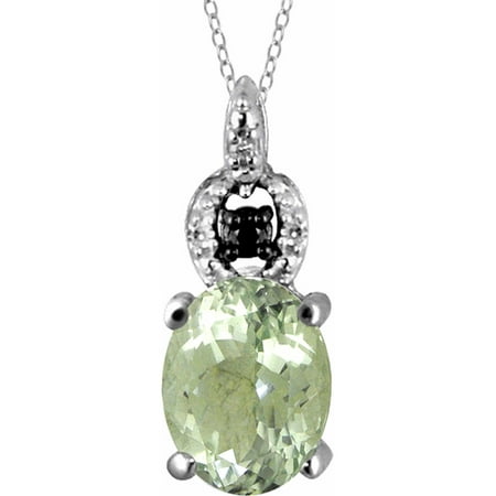 JewelersClub 1.30 Carat Green Amethyst Gemstone and 1/20 Carat Black and White Diamond Pendant