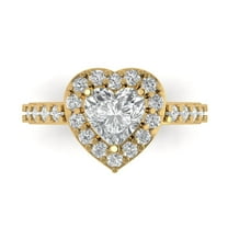 2.03 ctw Halo Anniversary Ring for Women | Heart Cut Zirconia Diamond | Hyperallergenic Solid 18K Yellow Gold