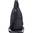 thumbnail image 4 of BULLCAPTAIN Bolso Cruzado de Cuero Genuino para Hombre, Mochila Cruzada con Correa Ajustable, Cierre de Zíper, Negro, 4 of 7