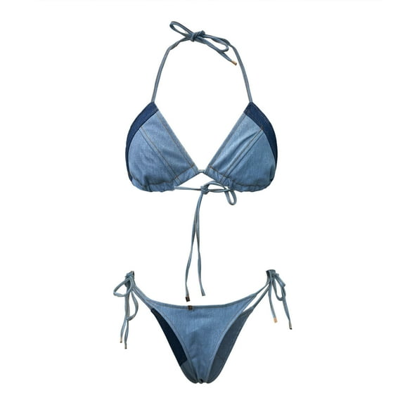 LYXSSBYX Bikini Sets for Women Two Piece Womens Cowboy Bandage Bikini Swimwear Swimsuit Beachwear Set
