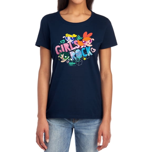 Powerpuff Girls Girls Rock Women's T Shirt, Navy, Small
