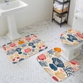 thumbnail image 3 of Ocean Shell Bathroom Rugs Set Colorful Shell Coral Abstract Texture Non Slip Absorbent Soft Bath Mats 3 Piece Set with Bathroom Rug, U-Shaped Floor Mat, Toilet Seat Cover Large Size, 3 of 9