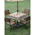 thumbnail image 4 of Outdoor Tablecloths with Umbrella Hole & Zipper, Boho Geometric 60x60 Inch Square Tablecloths, Retro Rustic Chic Ethnic Abstract Patterned Waterproof Table Cloth, Patio/Pool/Picnic Table Covers, 4 of 8