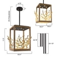 thumbnail image 4 of Parrot Uncle 19" Farmhouse Browm LED Caged Chandelier, Dining Room Wood Caged Chandelier, 4 of 4