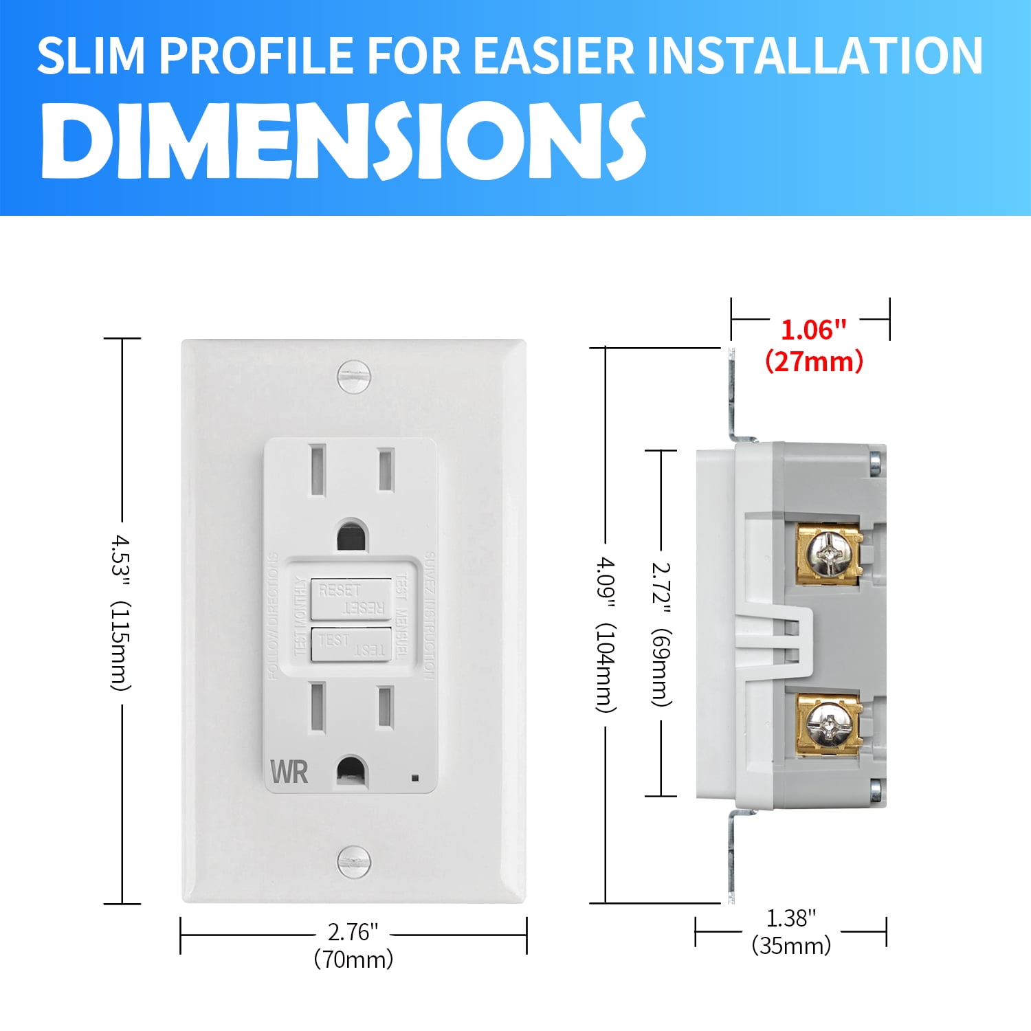 (10-Pack) CirQSafe GPG1115-WTR, 15A 125V White GFCI Electrical Outlet