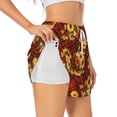 thumbnail image 3 of Lsque Red Plaid Sunflower Printed Women's Running Shorts with Liner Pockets,Elastic Quick Dry Workout Athletic Gym Yoga Shorts,Womens High Waist Shorts-Large, 3 of 9