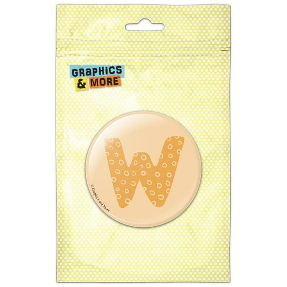 Fun Bubbly Letter W Yellow Alphabet Pinback Button Pin Badge