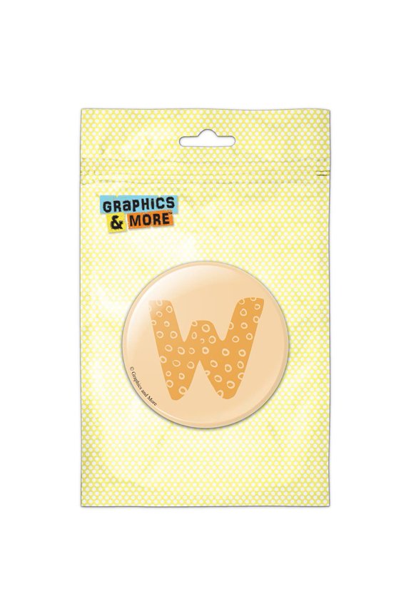 Fun Bubbly Letter W Yellow Alphabet Pinback Button Pin Badge