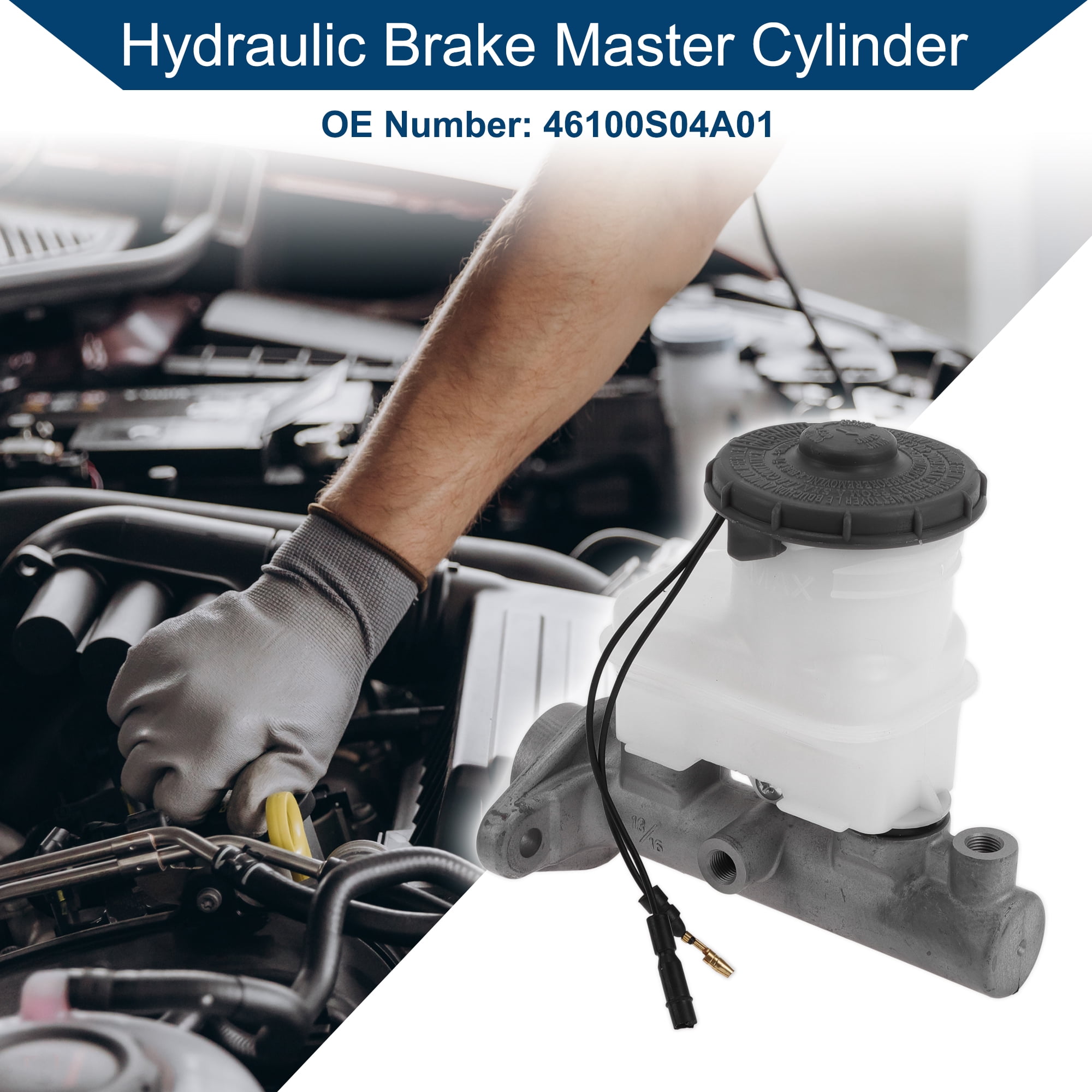 Unique Bargains No.46100S04A01 Brake Master Cylinder with Reservoir for Honda Civic 1996-2000 Engine Compartment Hydraulic Master Cylinder Durable Aluminum Alloy 1 Pc Silver Tone White