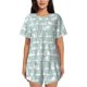 thumbnail image 1 of Balery White Swan Conjunto de Pijama para Mujer con Estampado, Dos Piezas de Manga Corta y Shorts, Ropa de Dormir Suave con Cuello Redondo y Bolsillos-Large, 1 of 6