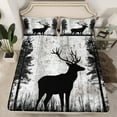 thumbnail image 2 of Manfei Farmhouse Deer Elk Twin Sheet Sets, Woodland Animal Twin Fitted Sheet, Teens Boys Girls Kids Flat Sheet, Microfiber Bedroom Decor, 3 Pieces, 2 of 7