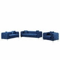 thumbnail image 2 of Morden Fort Living Room Furniture Sets, Velvet Chair Couch and Sofa 3 Piece Blue, 2 of 7