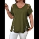 thumbnail image 2 of Blusas Tipo Túnica de Corta para Mujer, con Escote en V Recortado, Elegantes, Informales, Holgadas y Largas Verde Oliva 5XL, 2 of 7