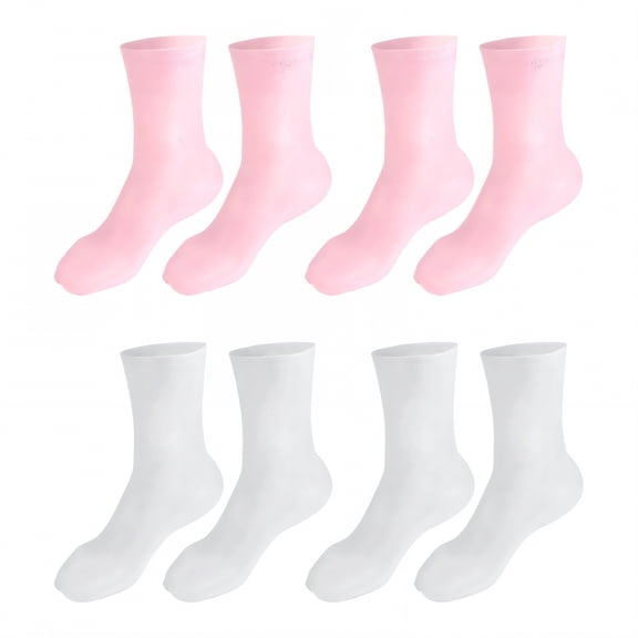 TELOLY 4Pairs Silicone Socks,Size 40-44 Silicone Socks for Dry Cracked Feet Women,High Elasticity, Skin-Friendly Moisturizing Heel Socks,Combination1,L
