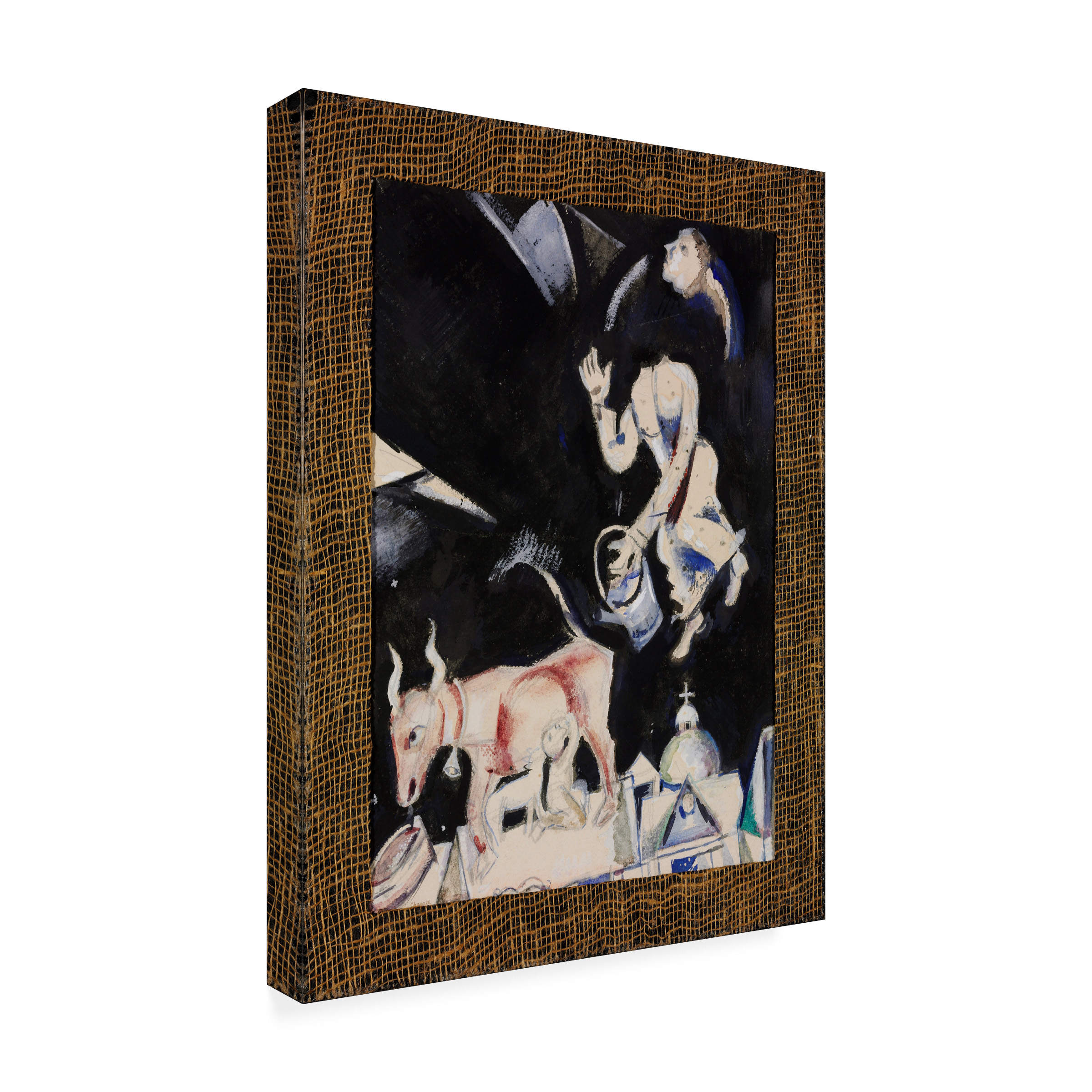 Marc Chagall 'Donkey On The Roof' Canvas Art