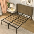 thumbnail image 5 of Nefoso Upholstered Bed Frame with Headboard, 14 inch Tall Full Size Platform Bed Frame, No Box Spring Needed, Brown, 5 of 7