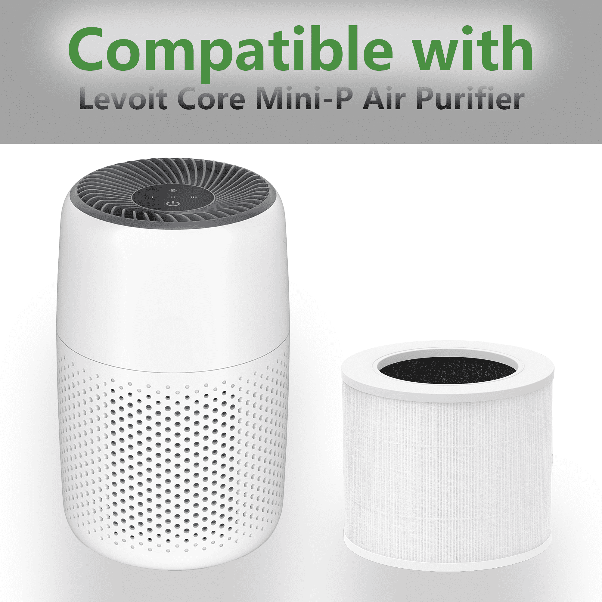 2 pack Air Purifier Filter Core Mini Replacement Filter Compatible with LEVOIT Core Mini-P Air Purifier, 3-in-1 H13 HEPA High-Efficiency Activated Carbon Replacement Filter