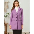 thumbnail image 3 of INSPIRE CHIC Manteau d'Hiver pour Femme à Revers Cranté, Simple Boutonnage, Manches Longues, Violet Pâle, TP, 3 of 6