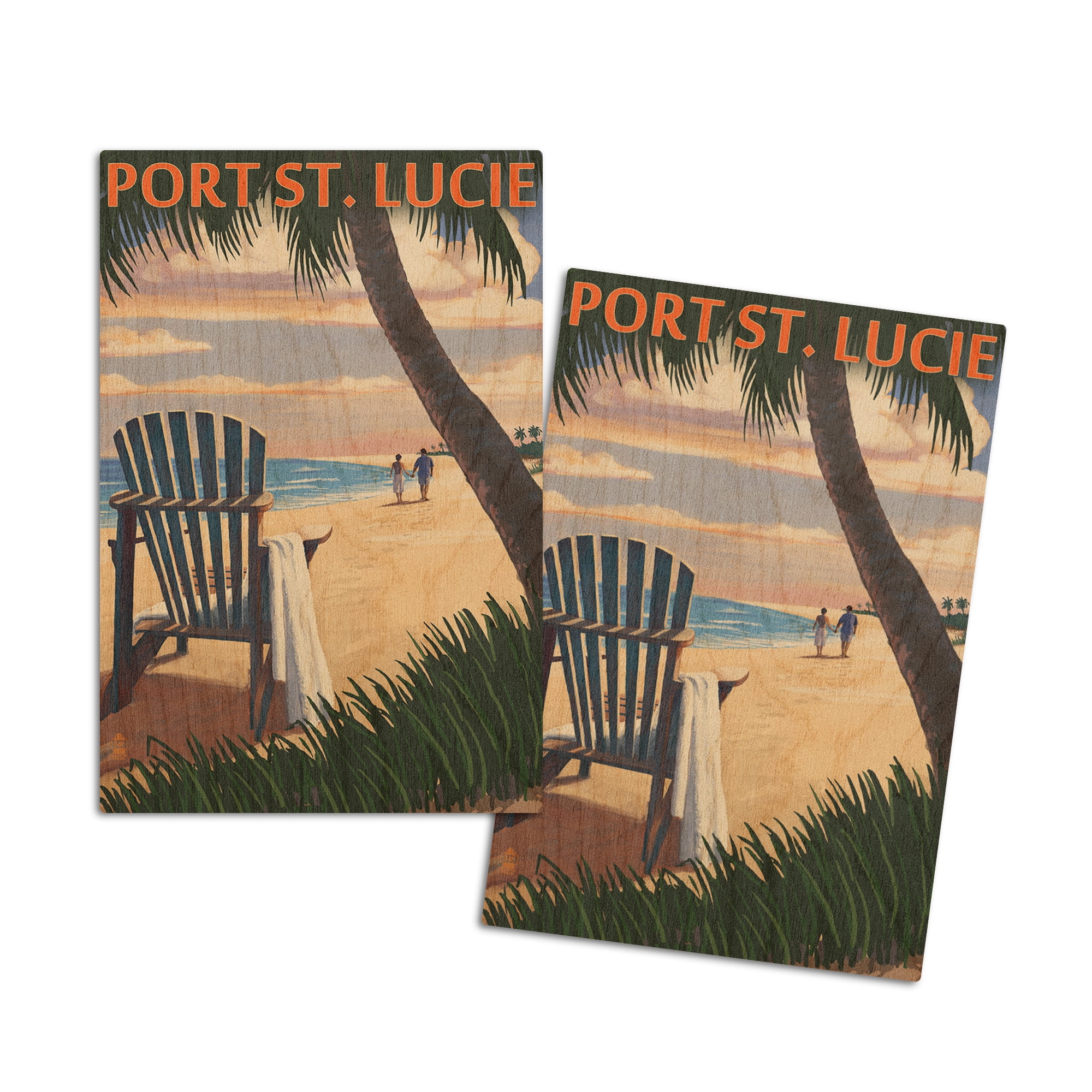 Port St. Lucie, Florida, Adirondack Chair on the Beach (4x6 Birch Wood