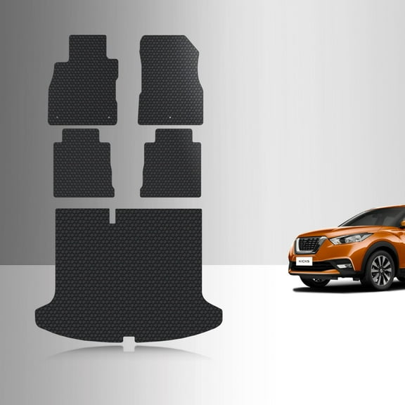 ToughPRO Full Set   Trunk Mats Compatible with Nissan Kicks 2023 - All Weather Heavy Duty (Made in USA) Black Rubber