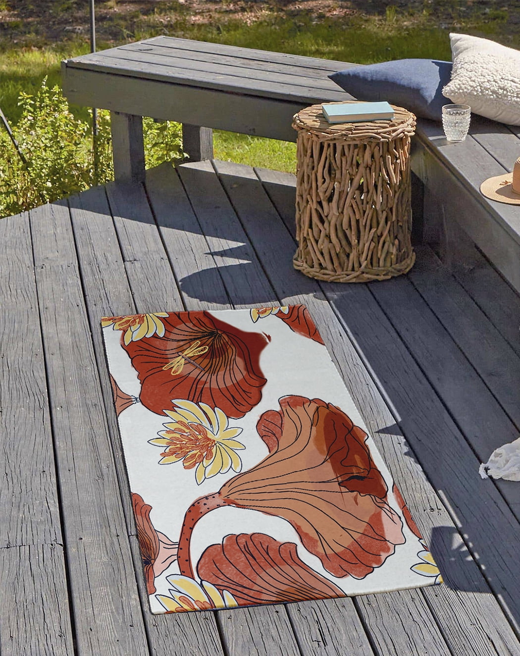 24" 36" Simply Daisy Lotokoi Oriental Chenille Area Rug, Orange