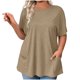 thumbnail image 3 of Camisetas de talla grande,Blusa de manga corta con botones, talla grande, informal, cuello redondo, de poliéster para mujer, sopatenor, 3 of 9