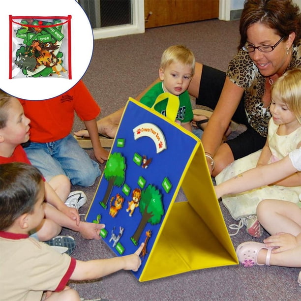 Felt Puzzle Forest Zoo Learning Juguete de imaginación Montessori ños Lado rojo perfke niños construyendo rompecabezas