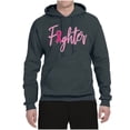 thumbnail image 2 of Wild Bobby, Fighter Breast Cancer Survivor, Breast Cancer Awareness, Unisex Graphic Hoodie Sweatshirt, Charcoal, X-Large, 2 of 4