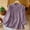Purple, variant on Msgweeeg Womens 3/4 Sleeve T Shirts Regular Fit Embroidery Linen Blouse Tops for Women Button Down Women Blouses for Work M-3XL